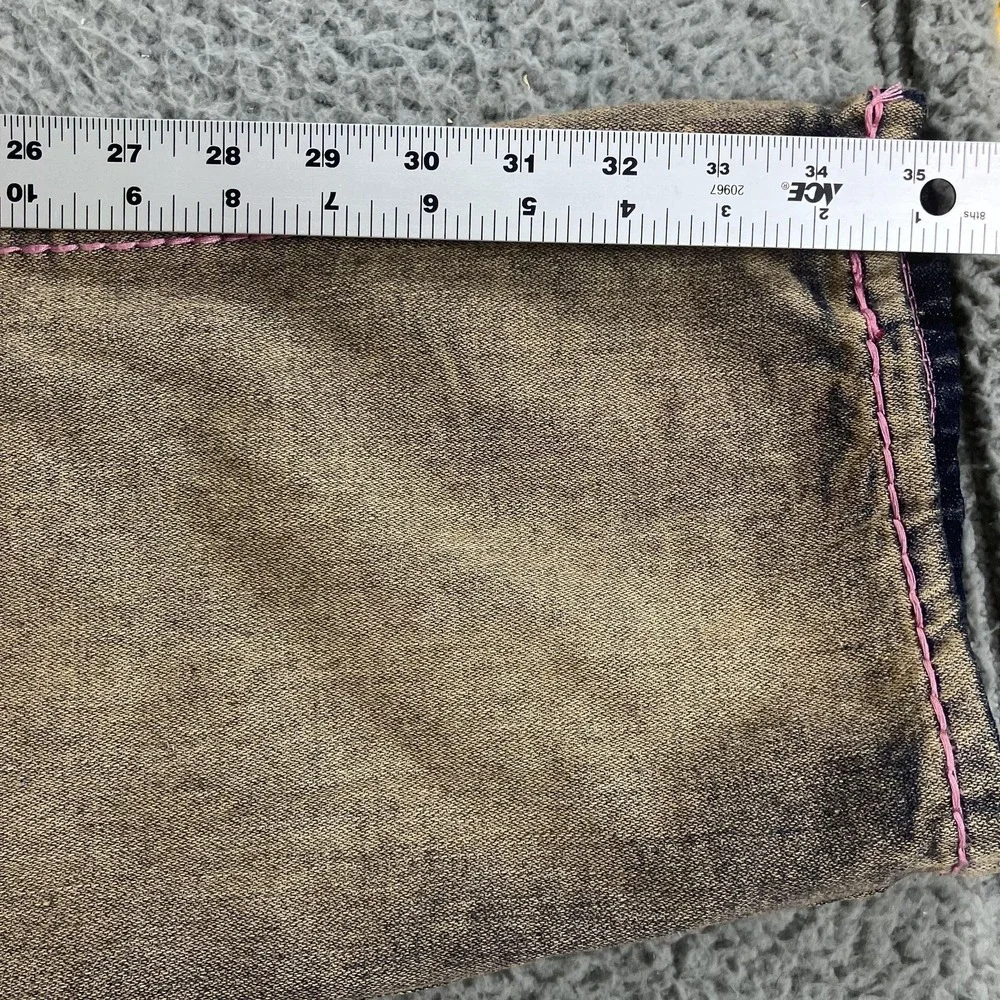 True Religion Ricky Jeans Mens 40x38 Distressed Relaxed Straight Denim Urban Cow